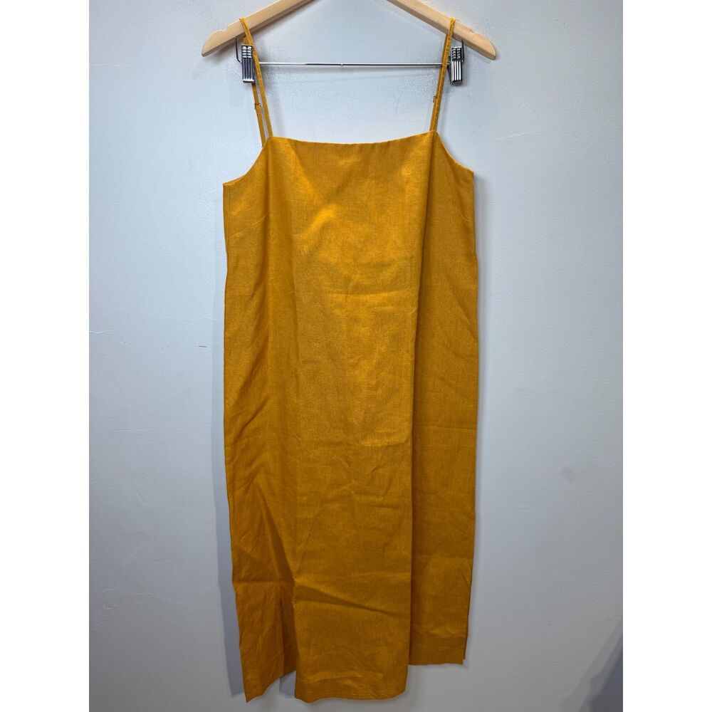 Saiko Women's Size Small Gold Summer Midi Dress Side Slit Sleeveless